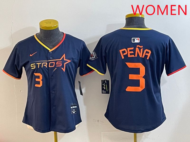 Women Houston Astros 3 Pena Drak Blue Three generations Joint Name 2025 Nike MLB Jersey style 4105